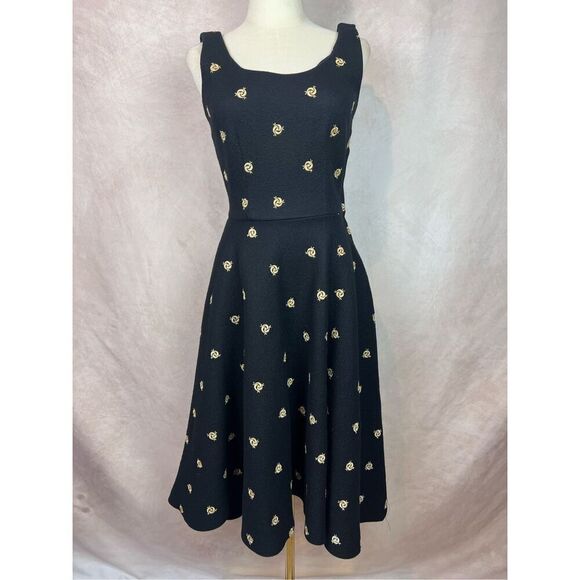 Vintage 1950s Wool Felt Embroidered Dress Swing Rockabilly Pinup Mod - Picture 1 of 8